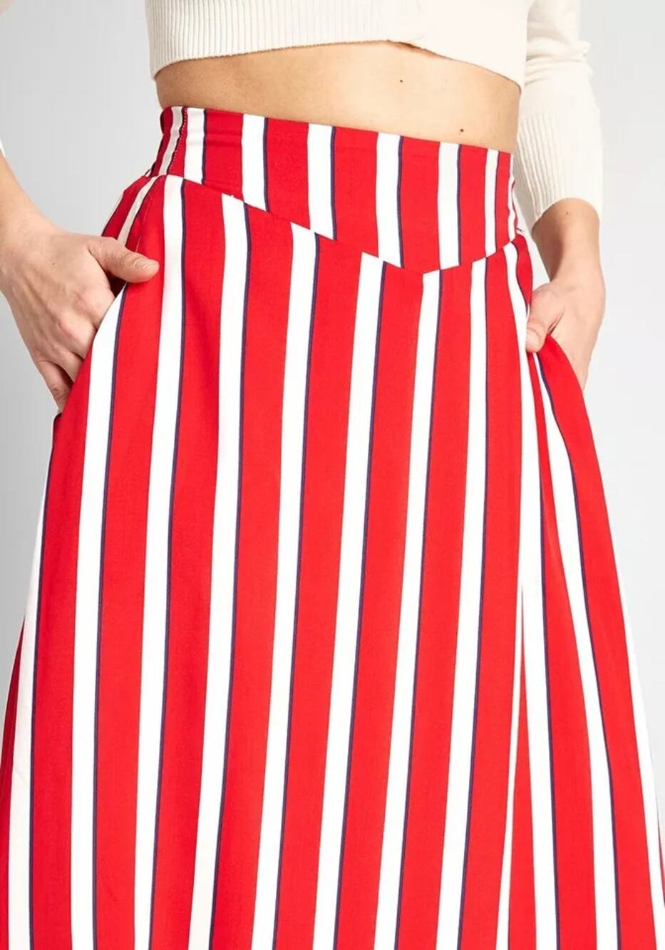 Modcloth x Collectif Ornella Yacht Striped A-Line Red White Sz 2 XXS NWT